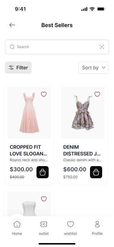 قائمة المنتجات في تطبيق Collect S
